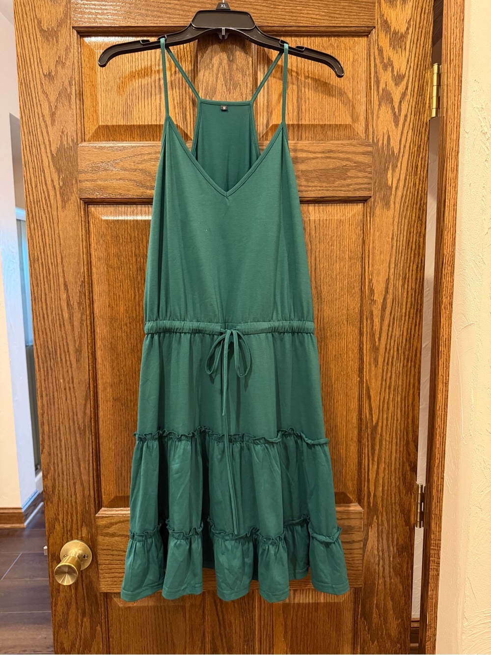 Green Tiered Spaghetti Strap Dress
